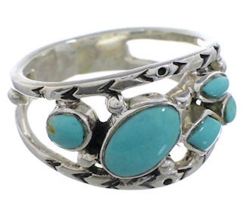 Southwestern Turquoise Sterling Silver Ring Size 6-3/4 TX40198